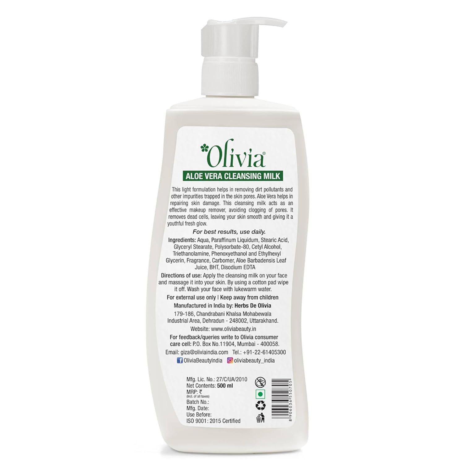 Olivia Aloevera Cleansing Milk 500Ml
