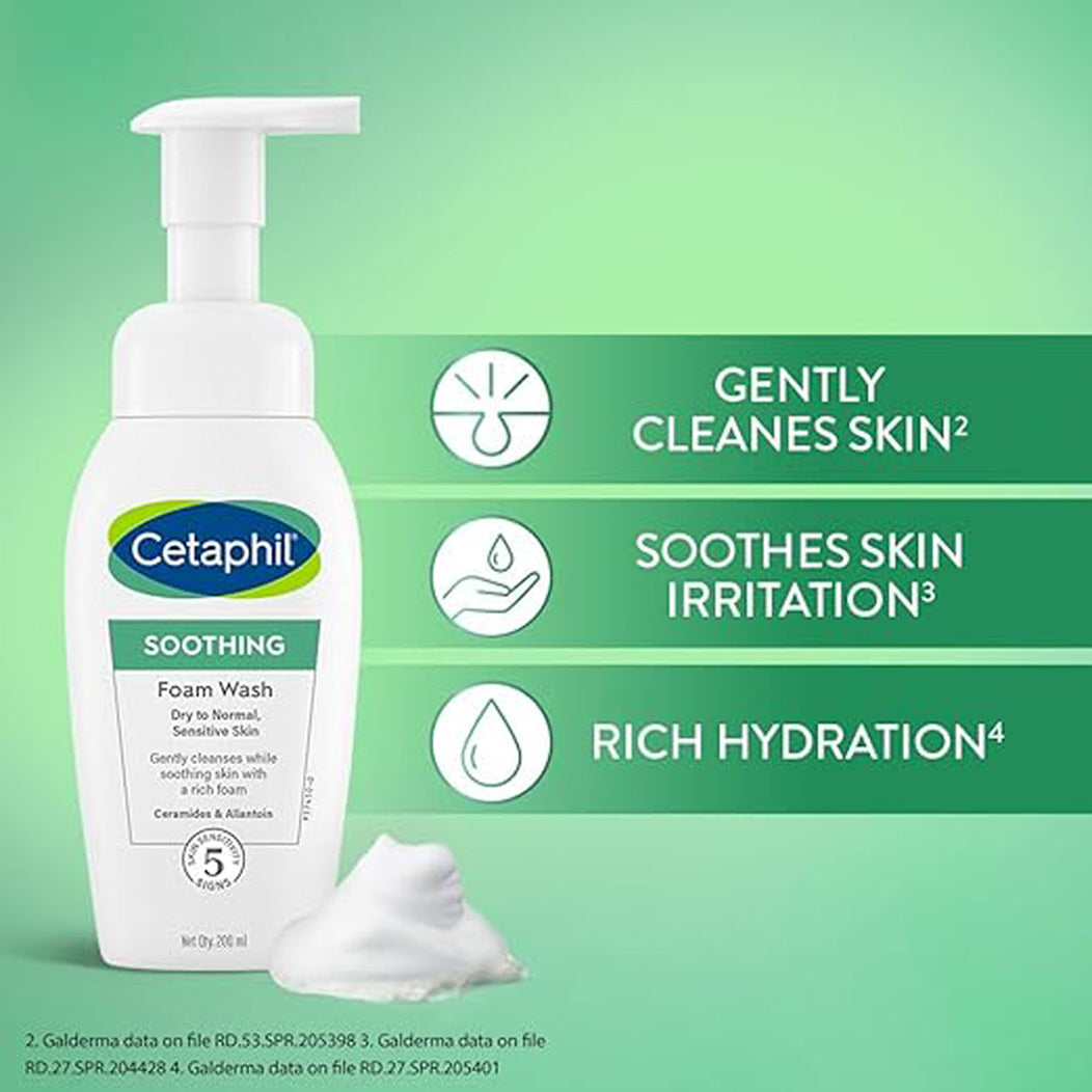Cetaphil Soothing Foam Wash For Dry To Normal 200Ml