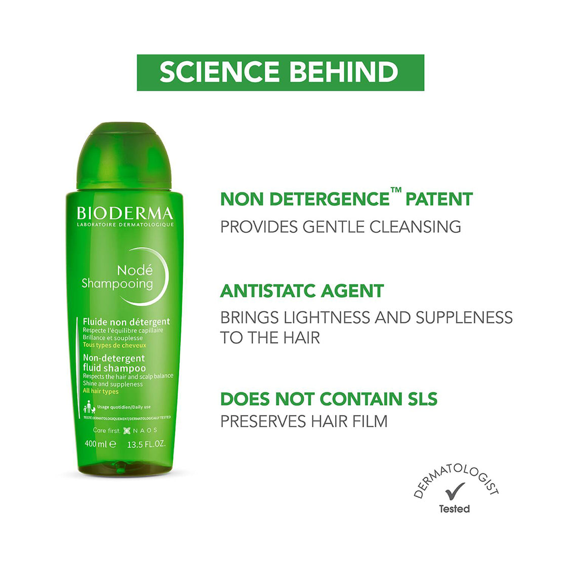 Bioderma Node Shampooing Fluide Non -Detergent Fluid Shampoo 400Ml