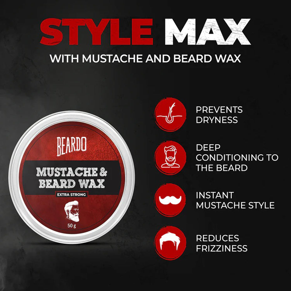 Beardo Beard & Mustache Wax - Extra Strong 50G