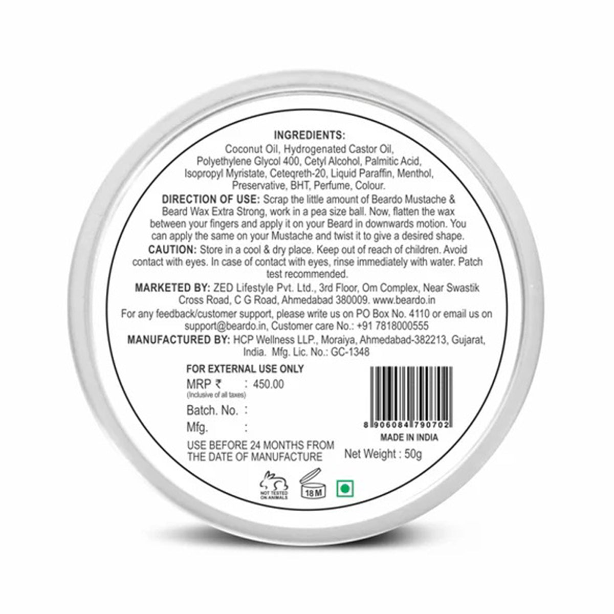 Beardo Beard & Mustache Wax - Extra Strong 50G