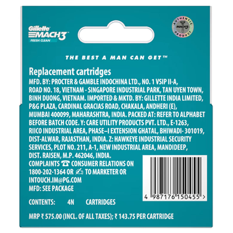 Gillette Mach3 Fresh Clean 4N Cartridges