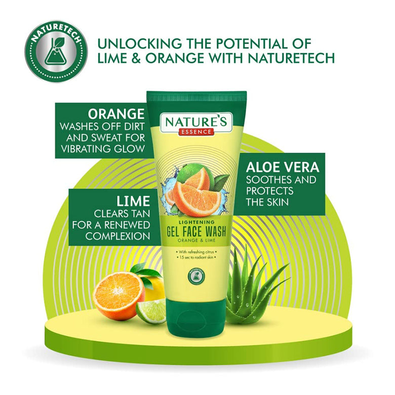 Natures Essence Lightening Gel Face Wash Orange & Lime 65Ml