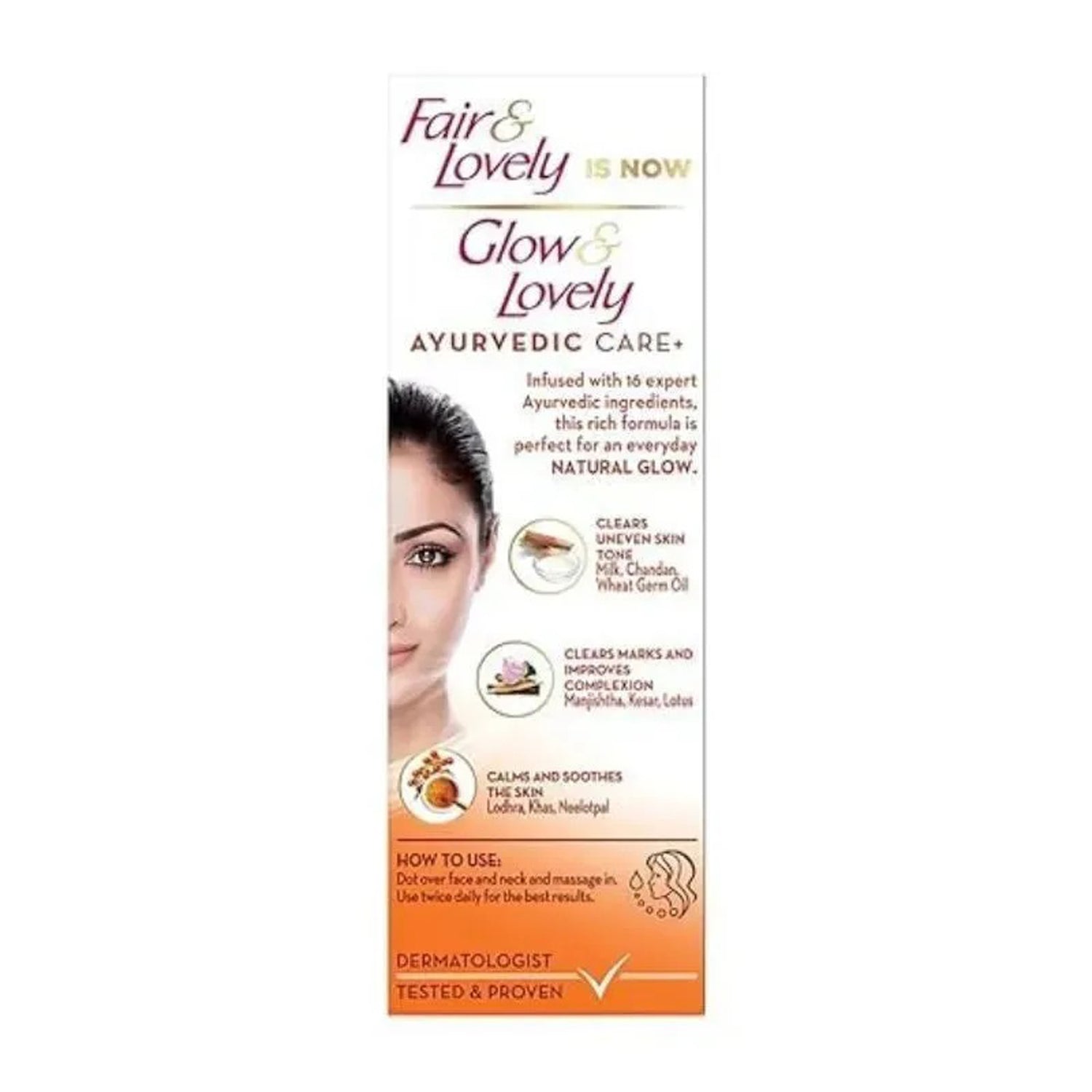 Fair & Lovely Glow & Lovely Ayurvedic Care+ Natural Glow Cream 50G