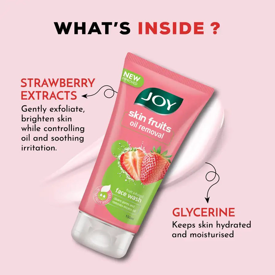 Joy Skin Fruits Oil Removal Fruit Infused Strawberry Face Wash 100Ml