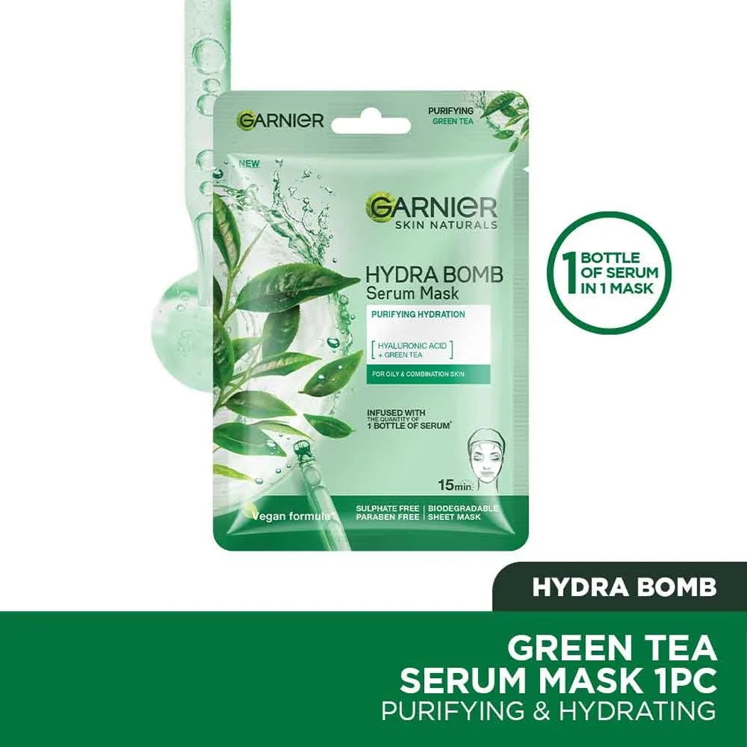 Garnier Hydra Bomb Green Tea Serum Sheet Mask 32G