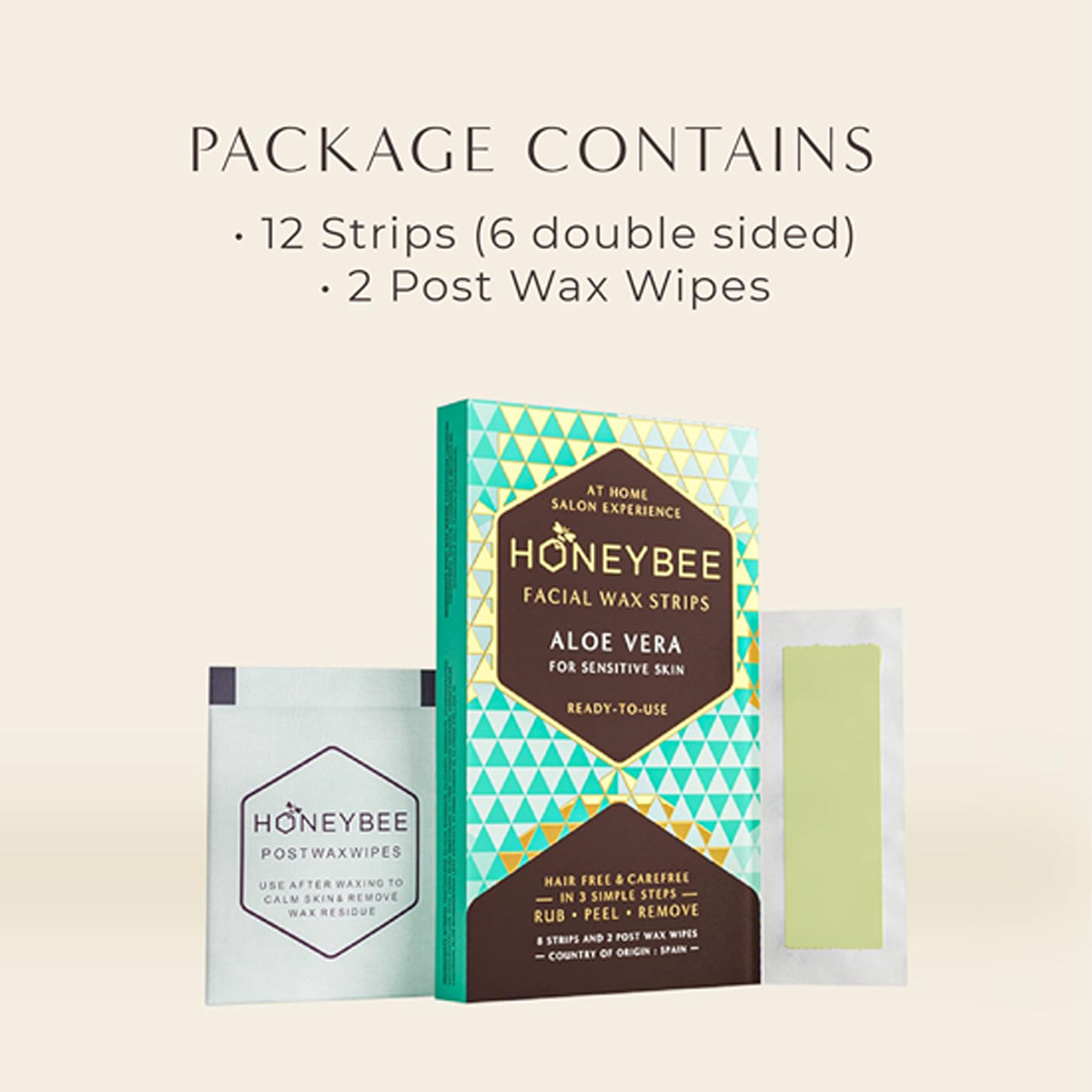 Honeybee Facial Wax Strips Aloe Vera For Sensitive Skin