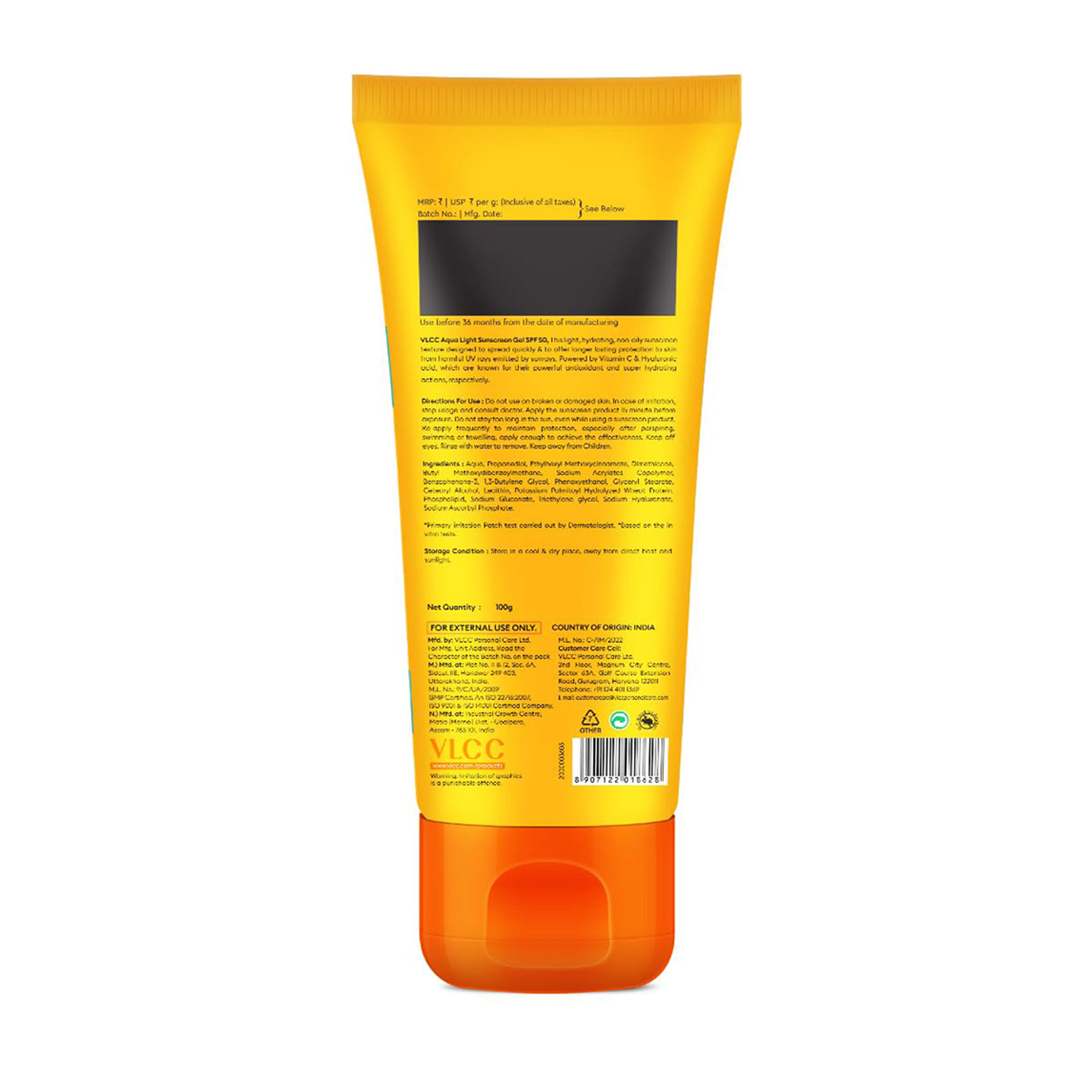 Vlcc De-Tan Sun Screen Gel Creme Spf 50 Pa+++