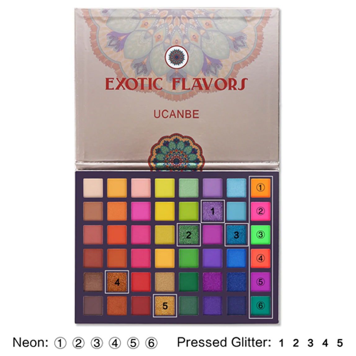 Ucanbe 48 Colors Exotic Flovors Eyeshadow Palette