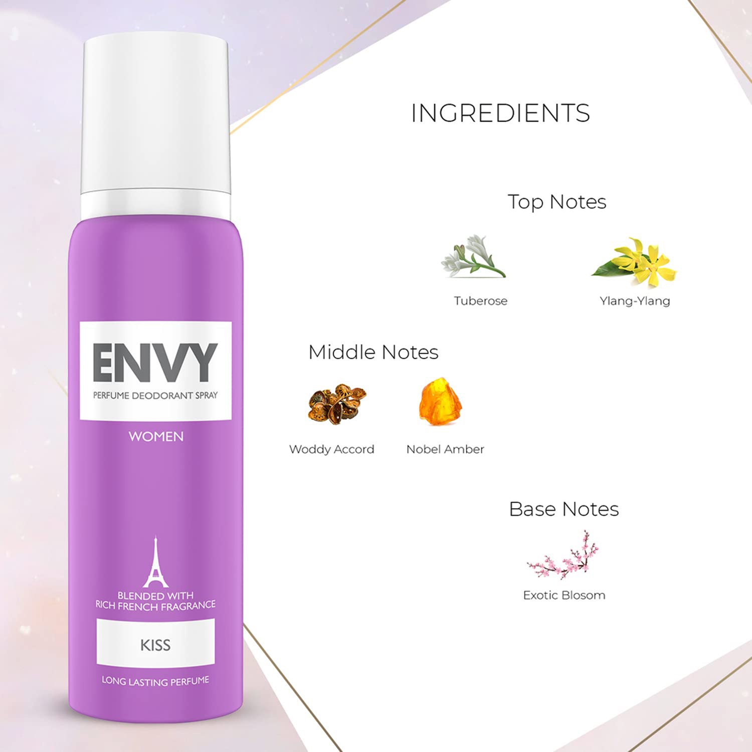 Envy Perfume Deodorant Spray Kiss Long Lasting Perfume 120Ml