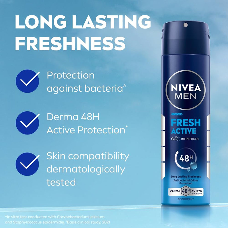 Nivea Men Cool Kick Long Lasting Freshness Deodorant 150Ml