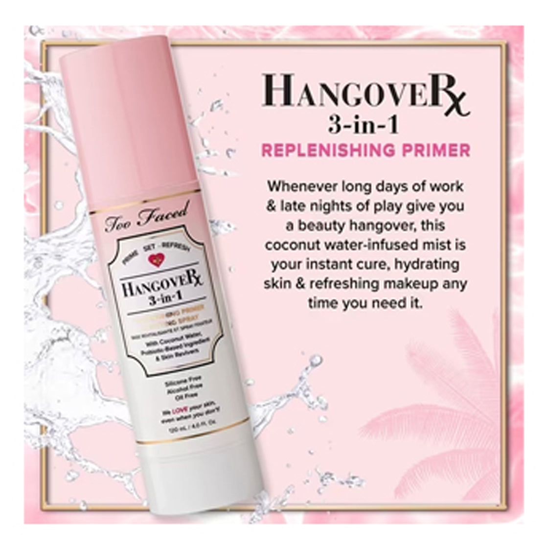 Too Faced Prime Set Refresh Hangover 3In1 Replenishing Primer And Setting Spray 120Ml