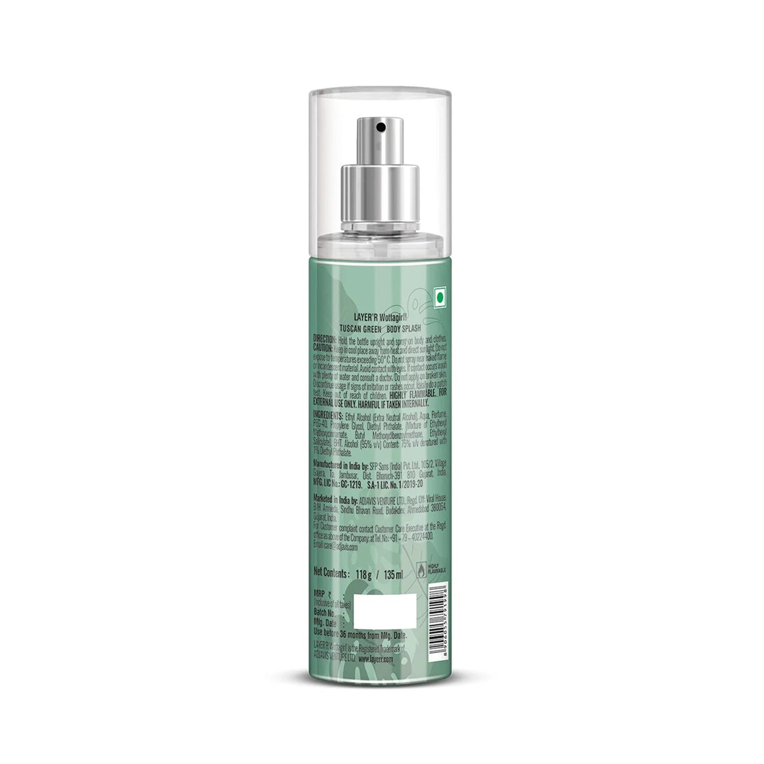 Layer R Wottagirl Tuscan Green Body Splash For Her 135Ml