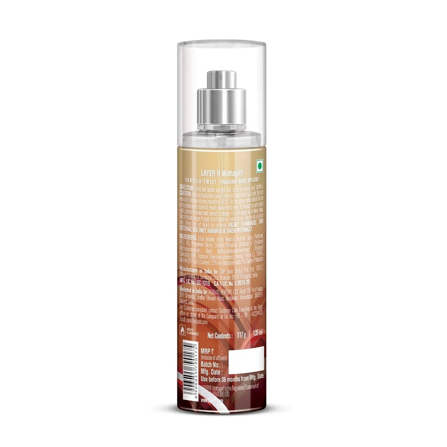 Layer R Wottagirl Vanilla Twist Fragrant Body Splash For Her 135Ml