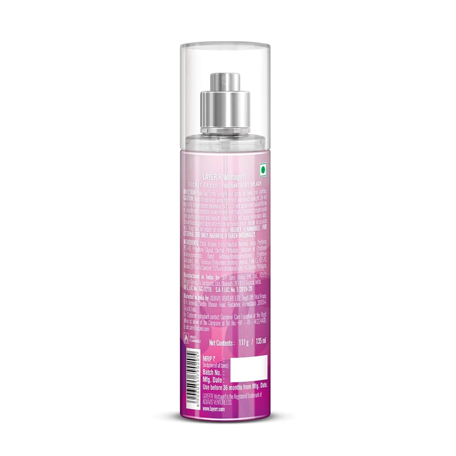 Layer R Wottagirl Secret Crush Body Splash For Her 135Ml