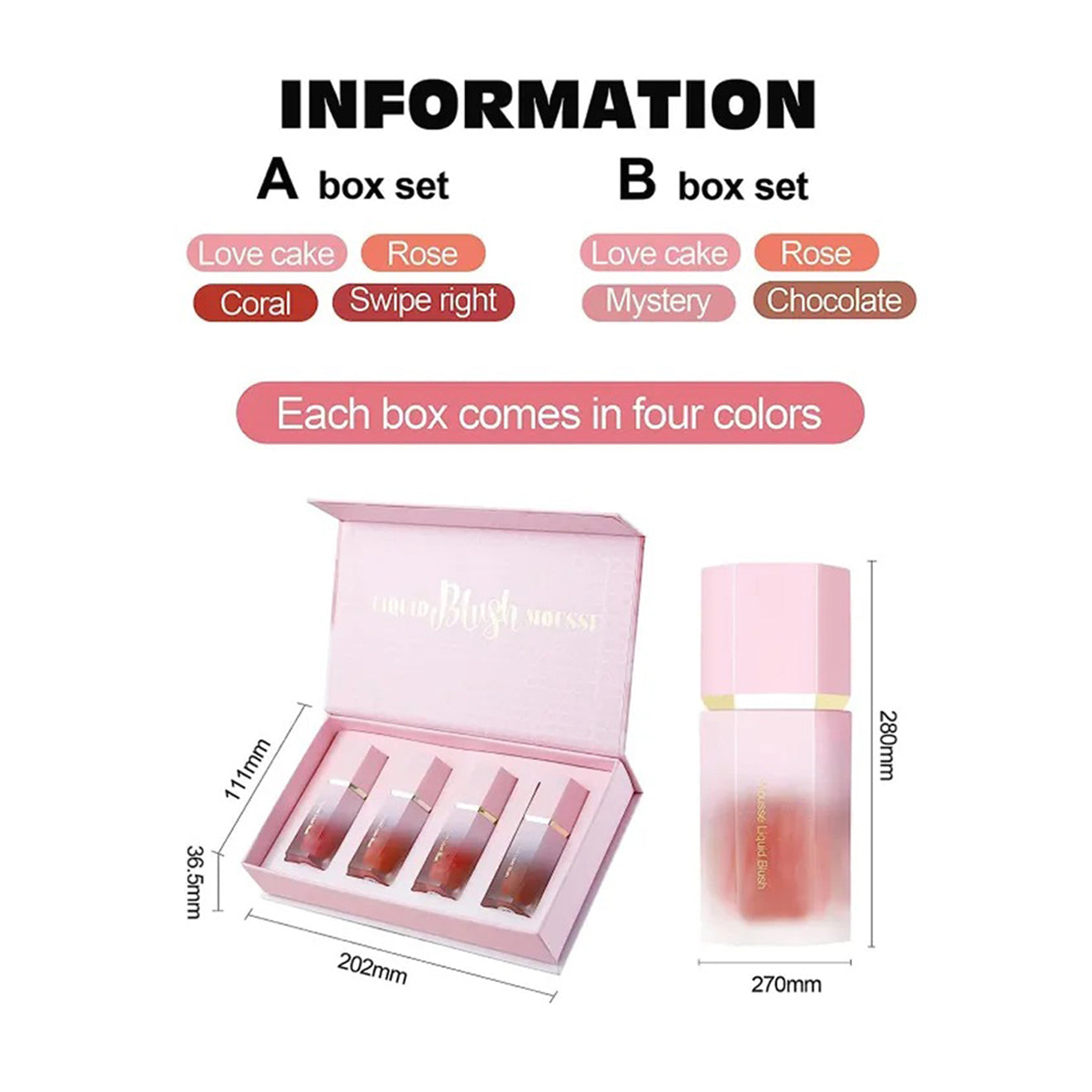 Handaiyan 6 Color Mousse Liquid Blush Set 7G*4Pcs