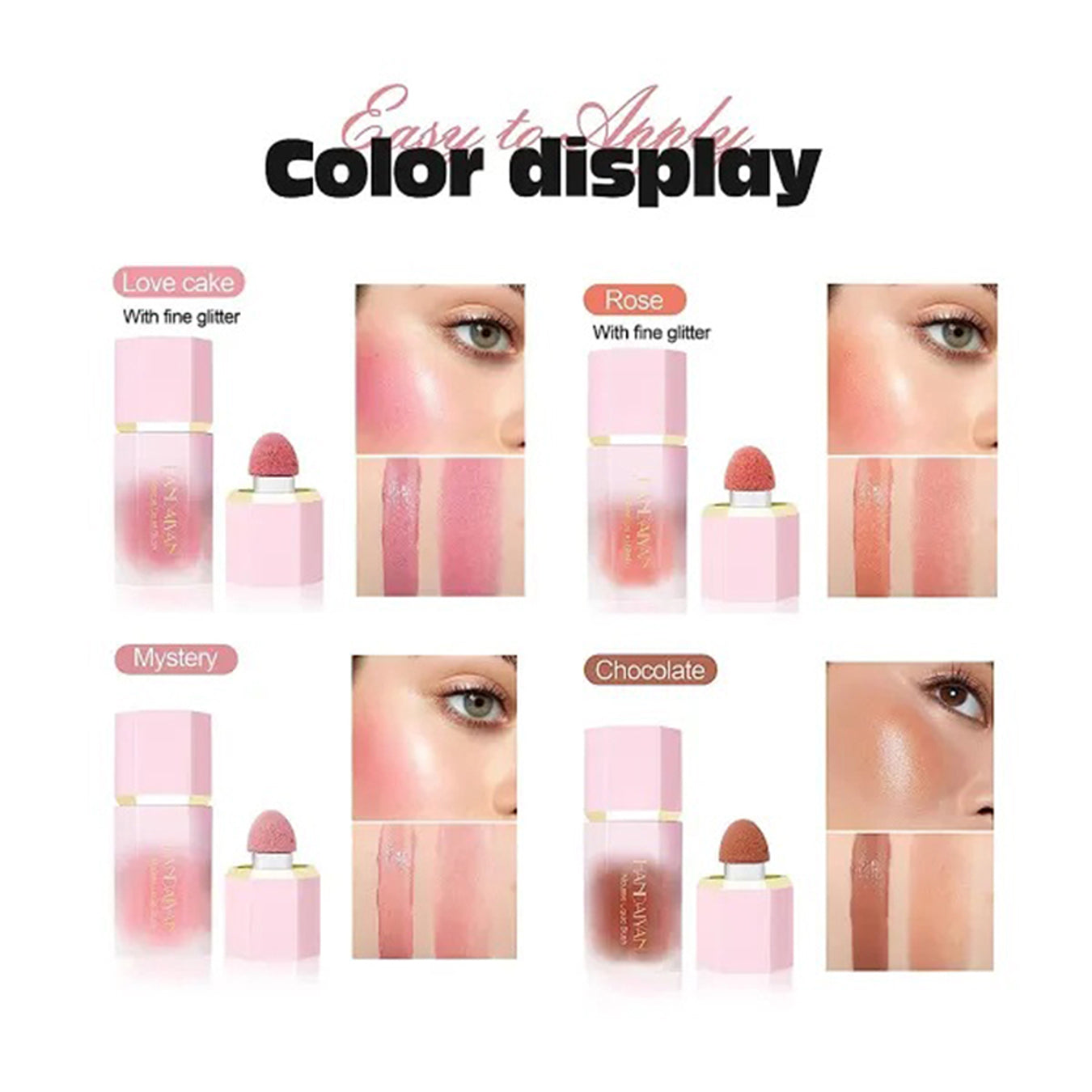Handaiyan 6 Color Mousse Liquid Blush Set 7G*4Pcs