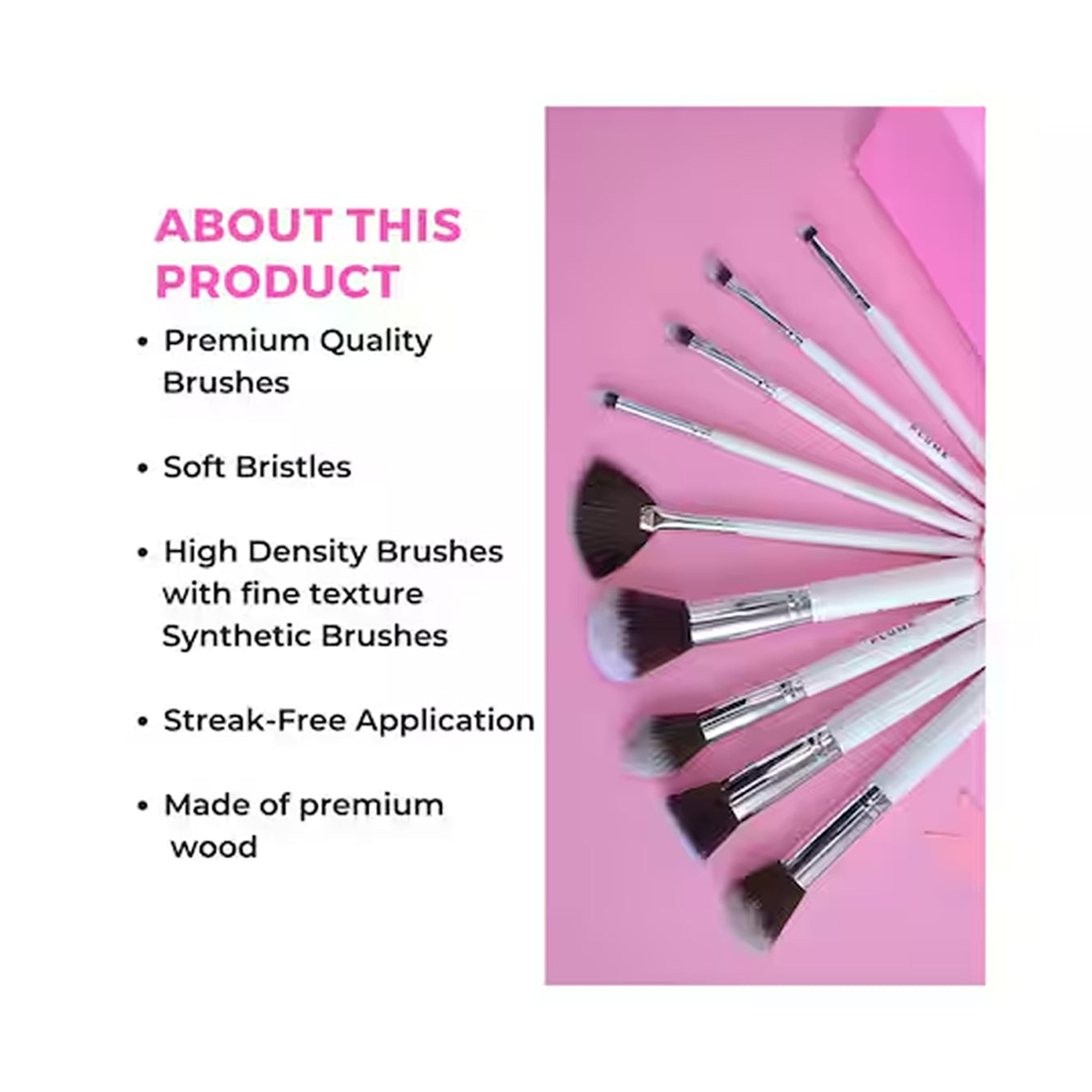 Plume Professional Makeup Brushes For Face+ Eyes