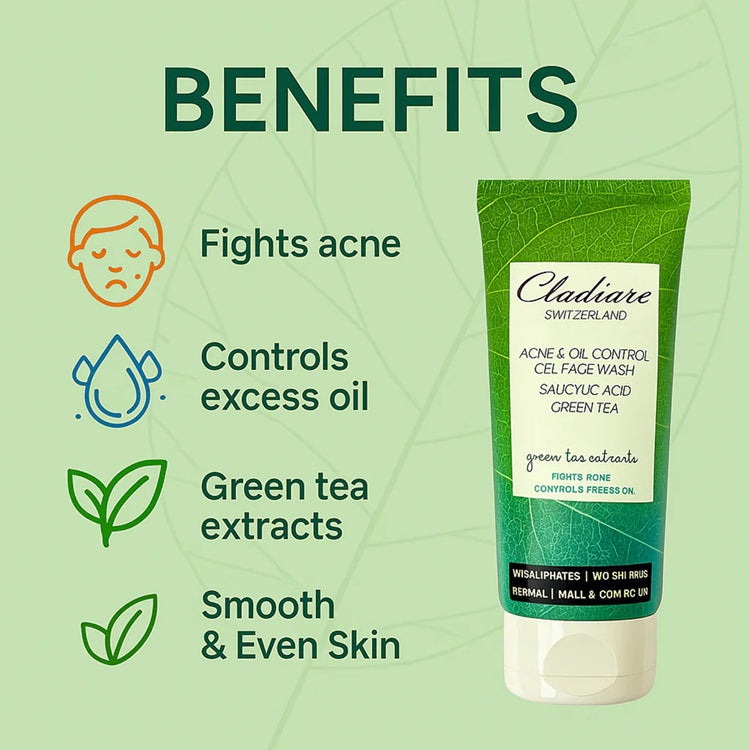 Cladiare Acne Oil Control Gel Face Wash With Green Tea Extracts