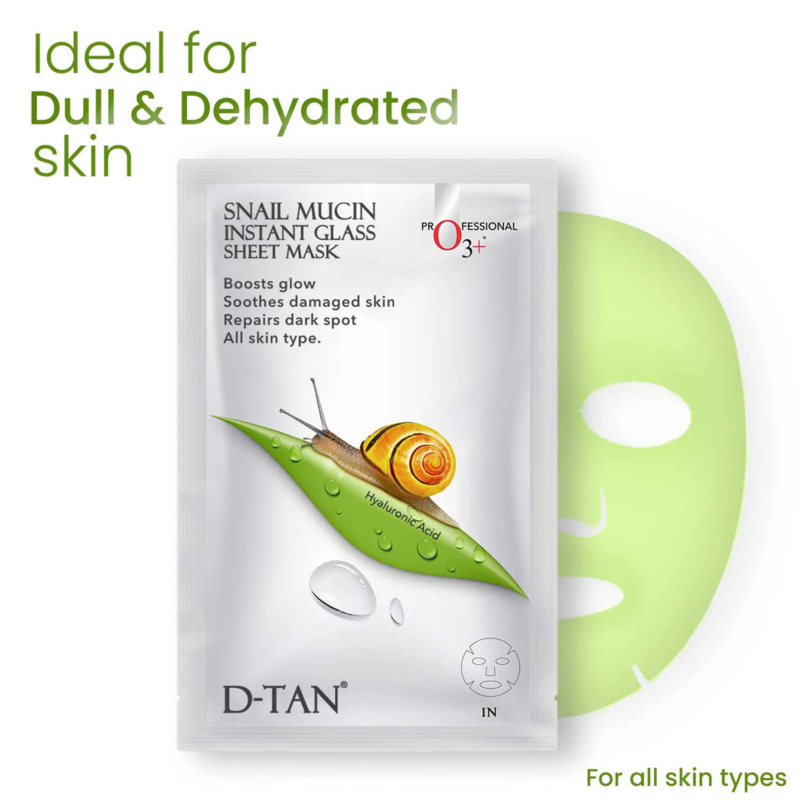 O3+ Snail Mucin Instant Glass Sheet Mask 1N