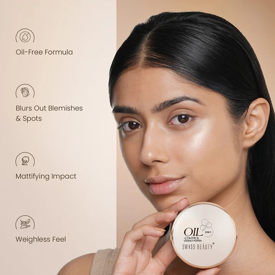 Swiss Beauty 2 In 1 Oil Control Compact Powder 2*10G