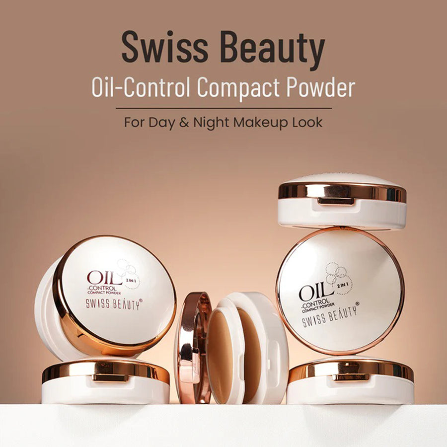 Swiss Beauty 2 In 1 Oil Control Compact Powder 2*10G
