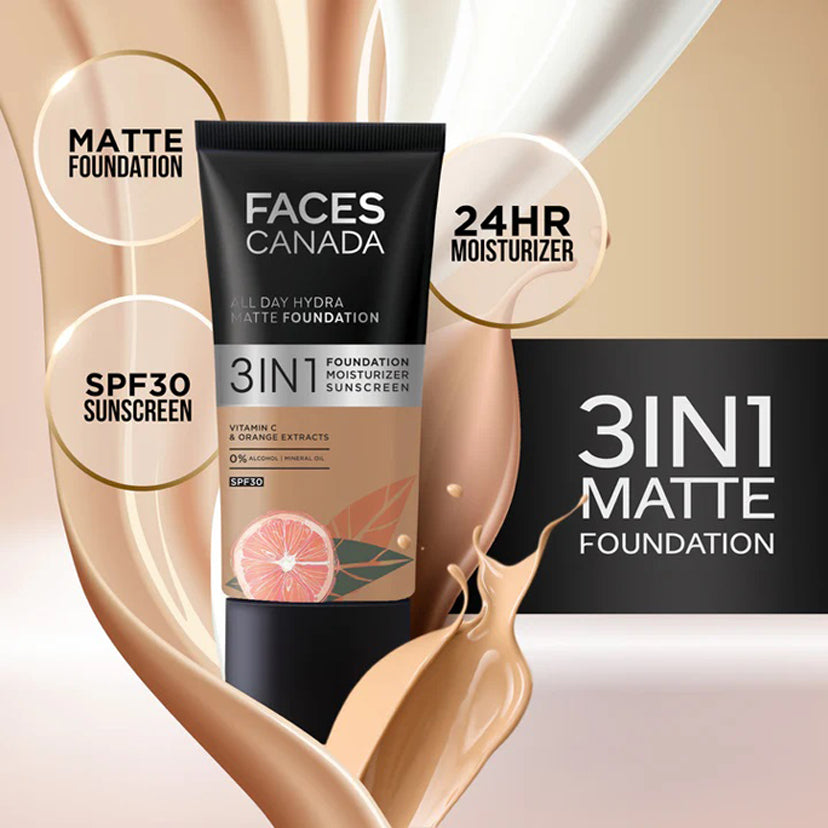 Faces 3 In 1 Foundation+ Fixer Spray Glow Kit 25Ml+50Ml
