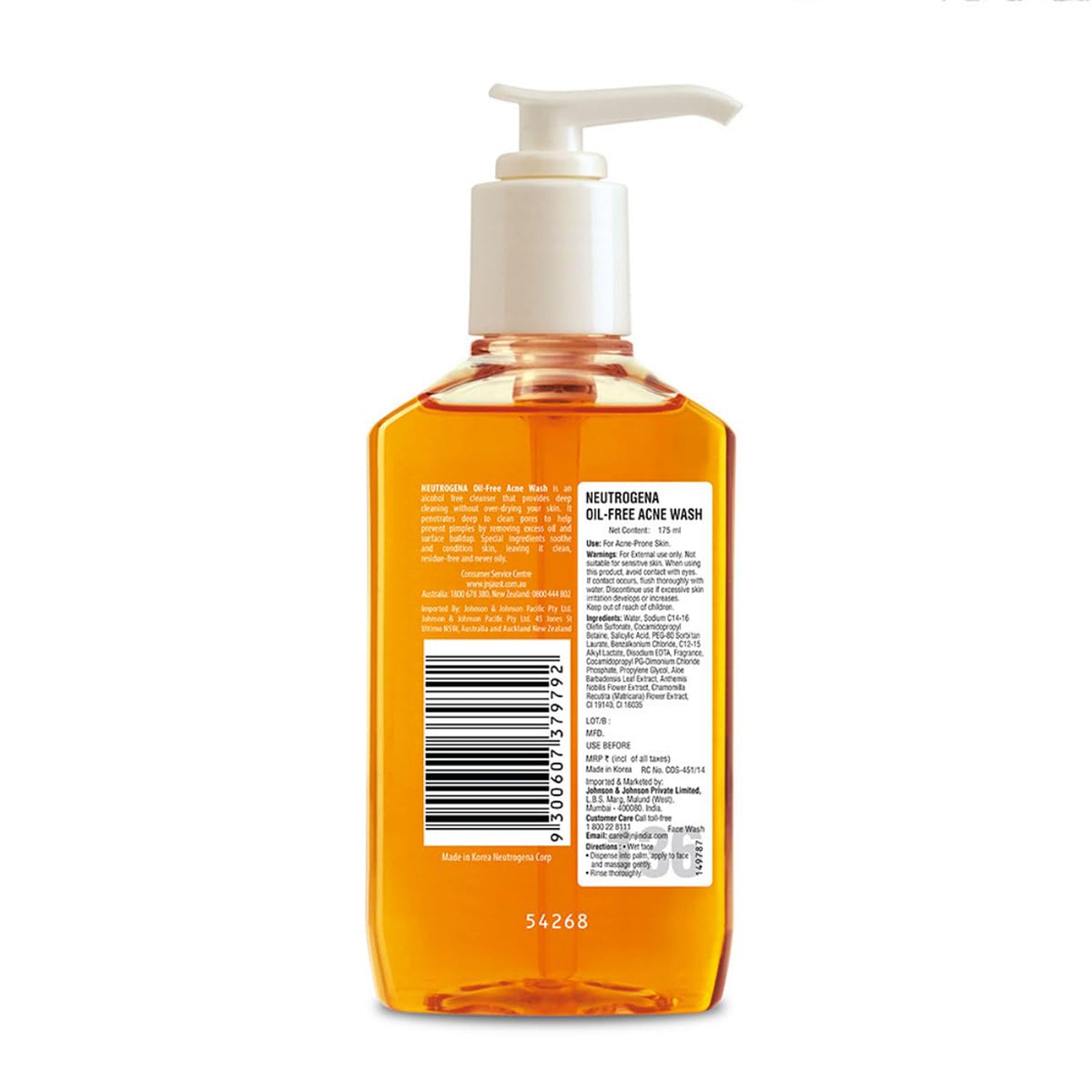 Neutrogena Oil- Free Acne Wash Facial Cleanser 175Ml