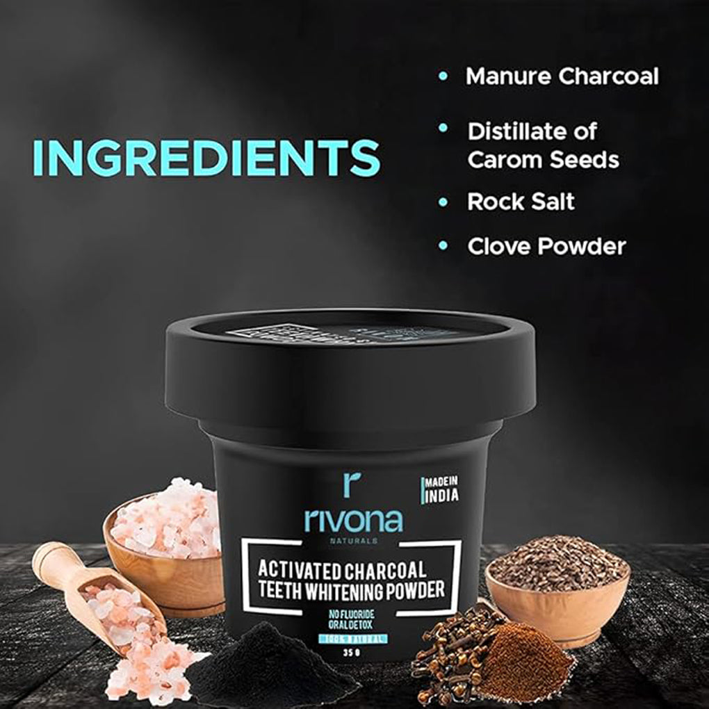 Rivona Activated Charcoal Teeth Whitening Powder
