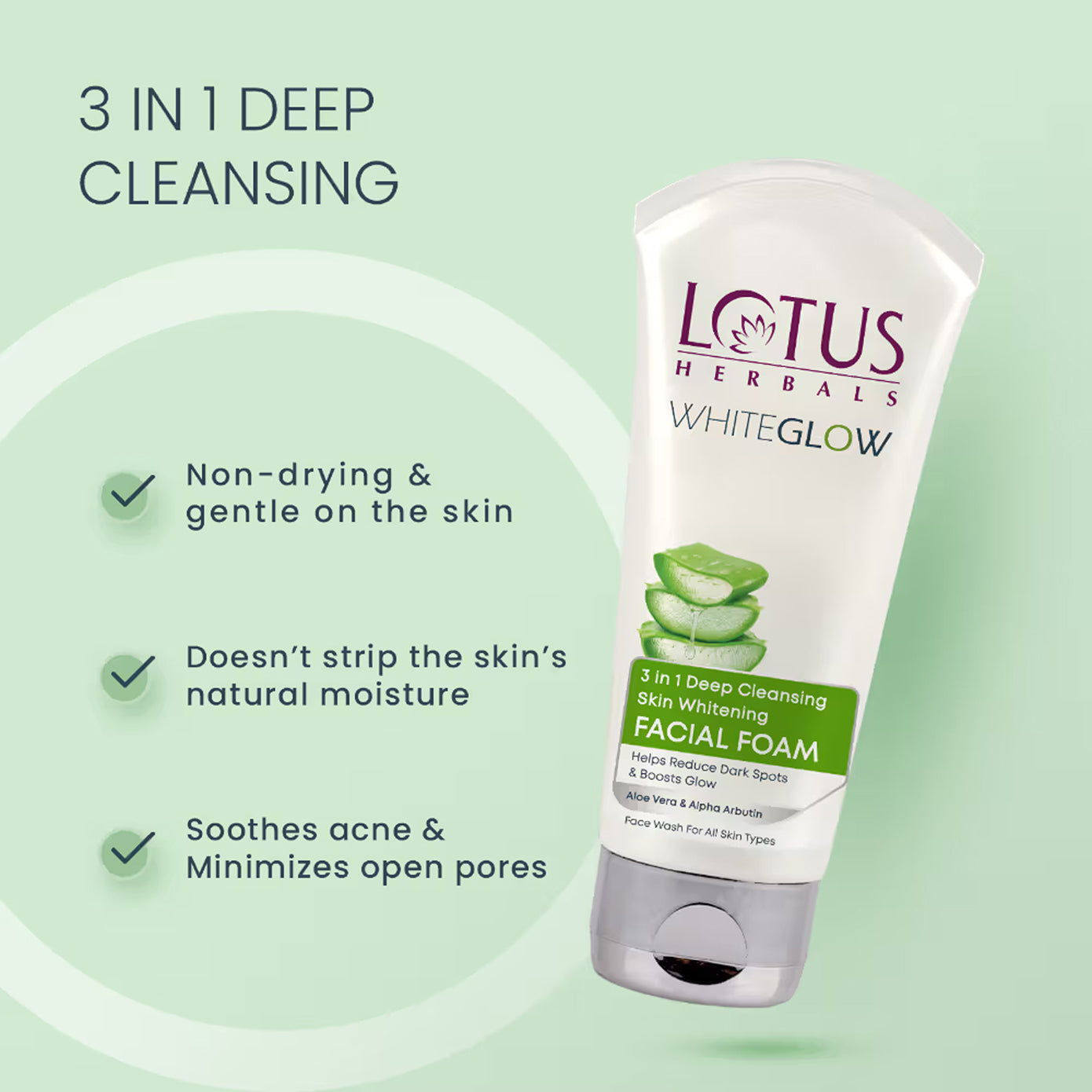 Lotus Herbals Whiteglow 3 In 1 Deep Cleansing Skin Brightening Facial Foam