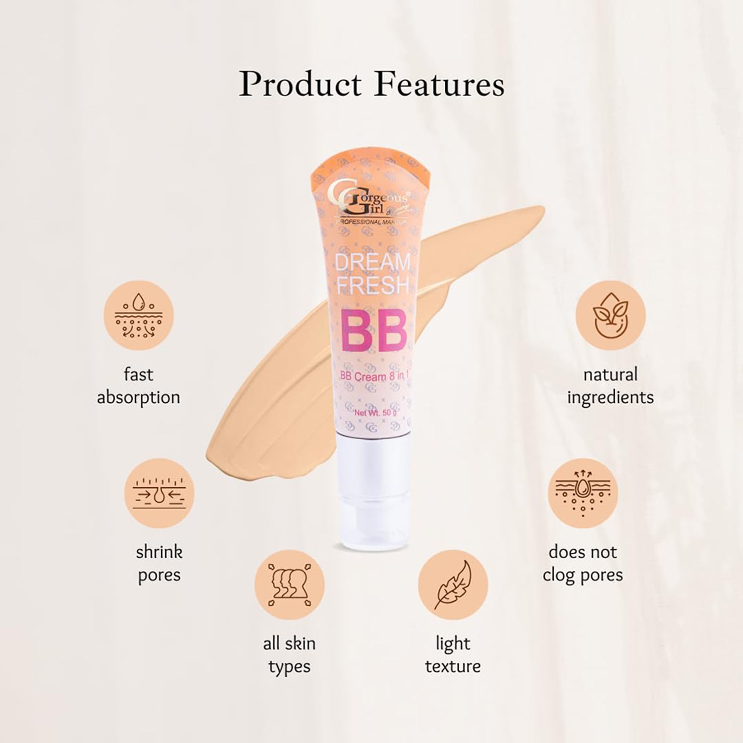 Gorgeous Gril Dream Fresh Bb Cream 8 In 1 Spf 30 50G