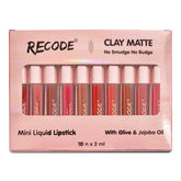 Recode Clay Matte Liquid Lipsticks 2 ML x 10