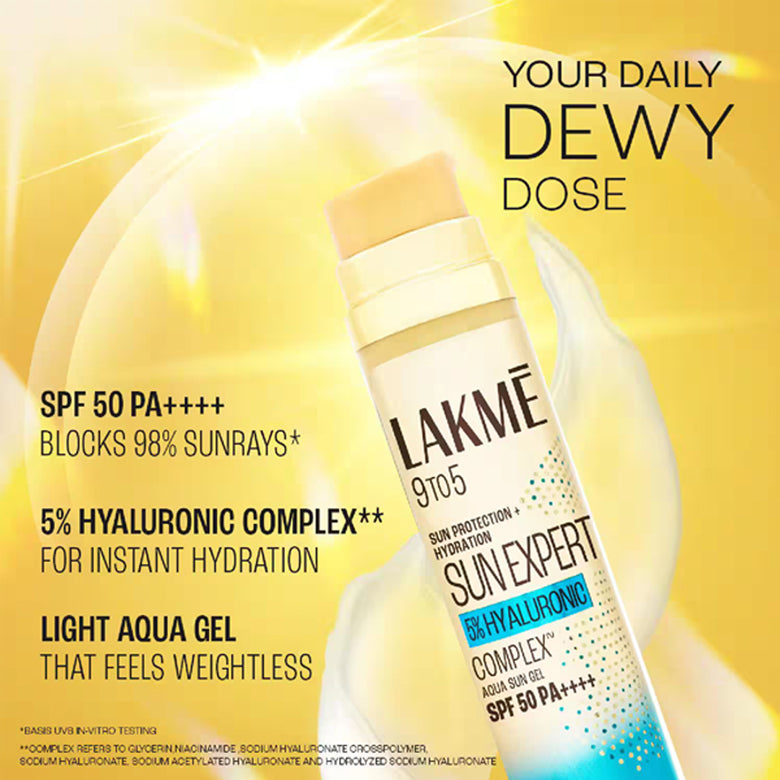 Lakme 9 to 5 Sun Expert 5Per Hyaluronic Complex Aqua Sun Gel Spf 50 PA