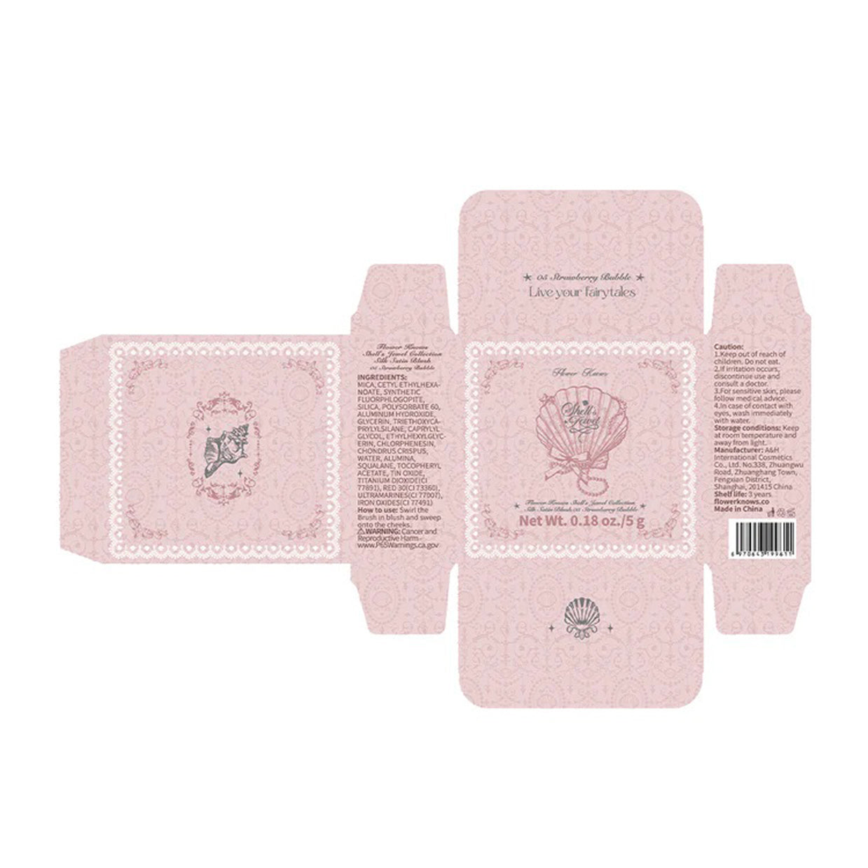 Flower Knows Shells Jewel Collection Silk Satin Blush