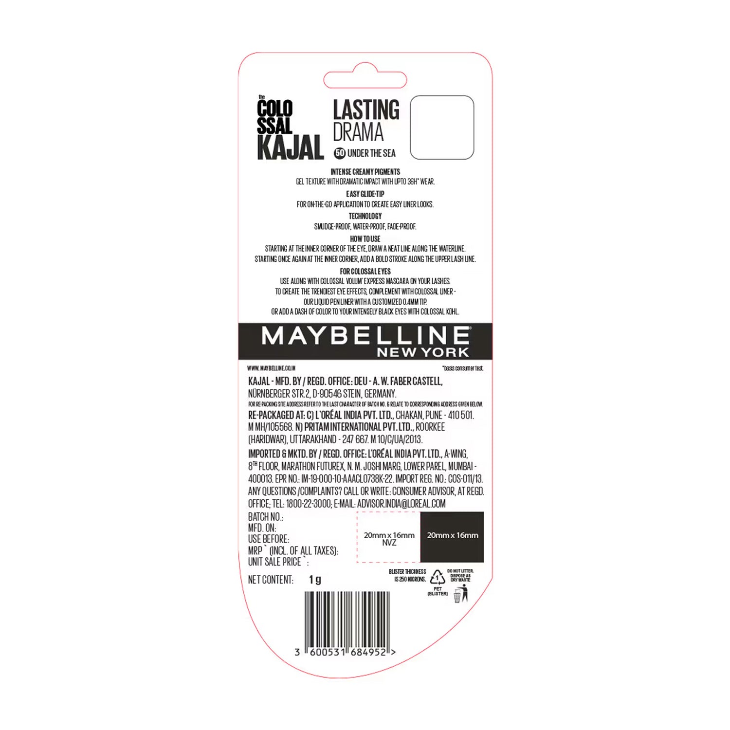 Maybelline Colossal Kajal Lasting Drama Up TO 36HR 0.31G