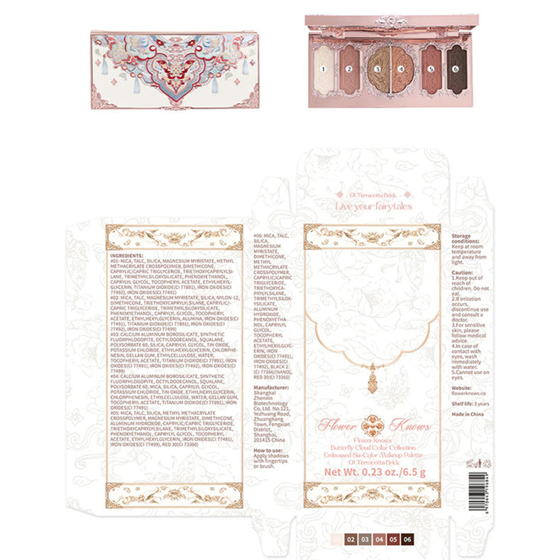 Flower Knows Butterfly Cloud Collar Collection Six-Color Eyeshadow Palette 6.5g