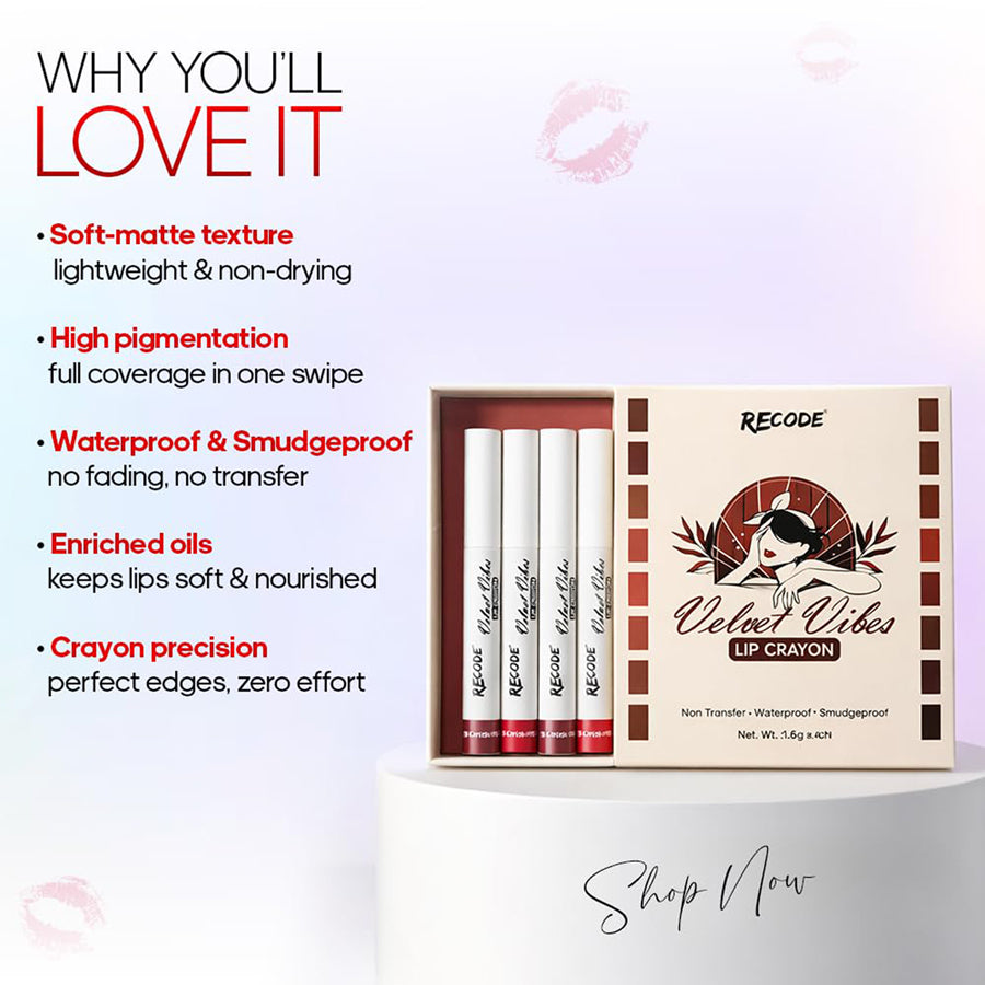 Recode Velvet Vibes Lip Crayon 1.5G*8N