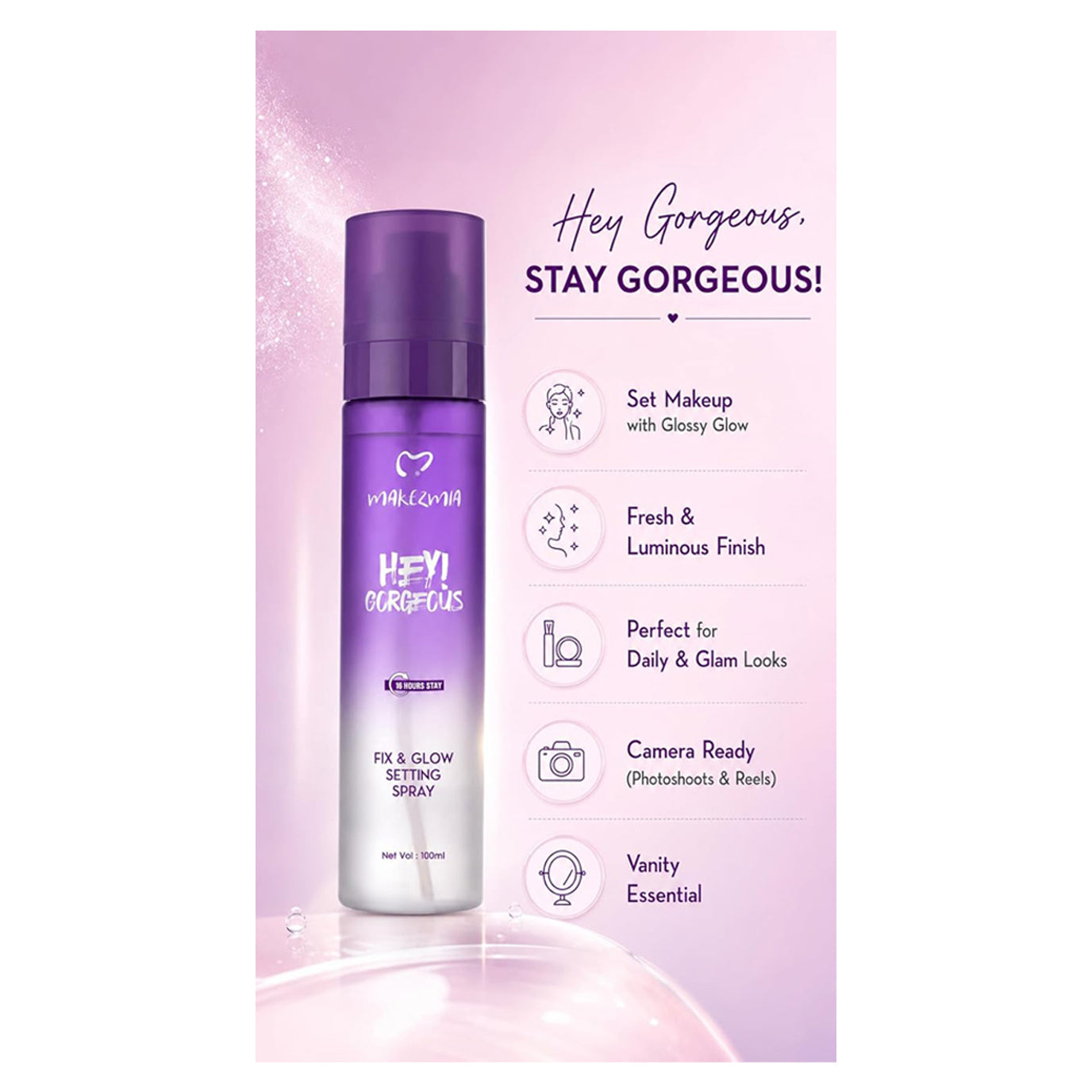 Makezmia Hey Gorgeous Fix & Glow Setting Spray