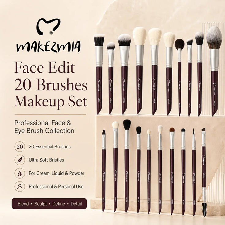 Makezmia Face Edit 20 Makeup Brushes set
