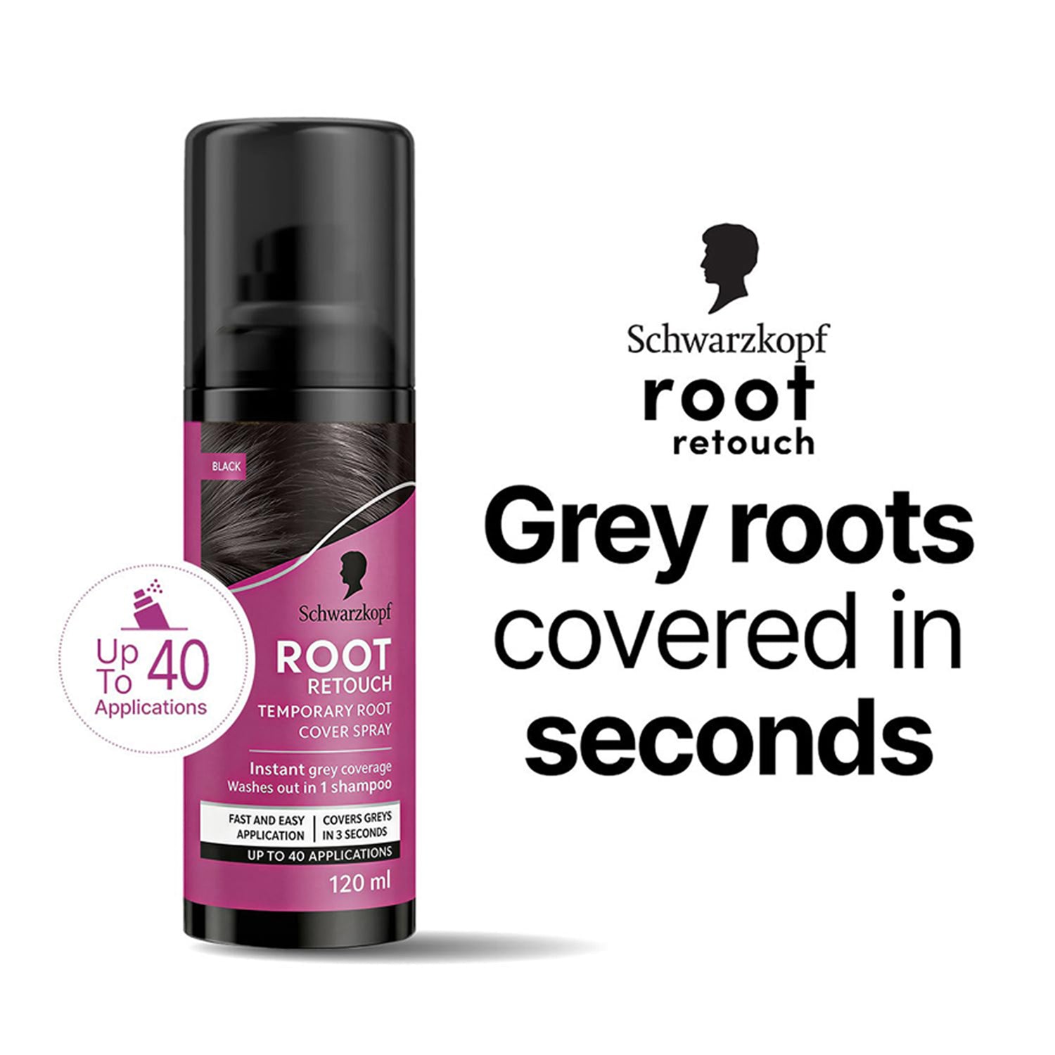 Schwarzkopf Root Retouch Temporary Root Cover Spray for Instant Grey Coverage 120ML