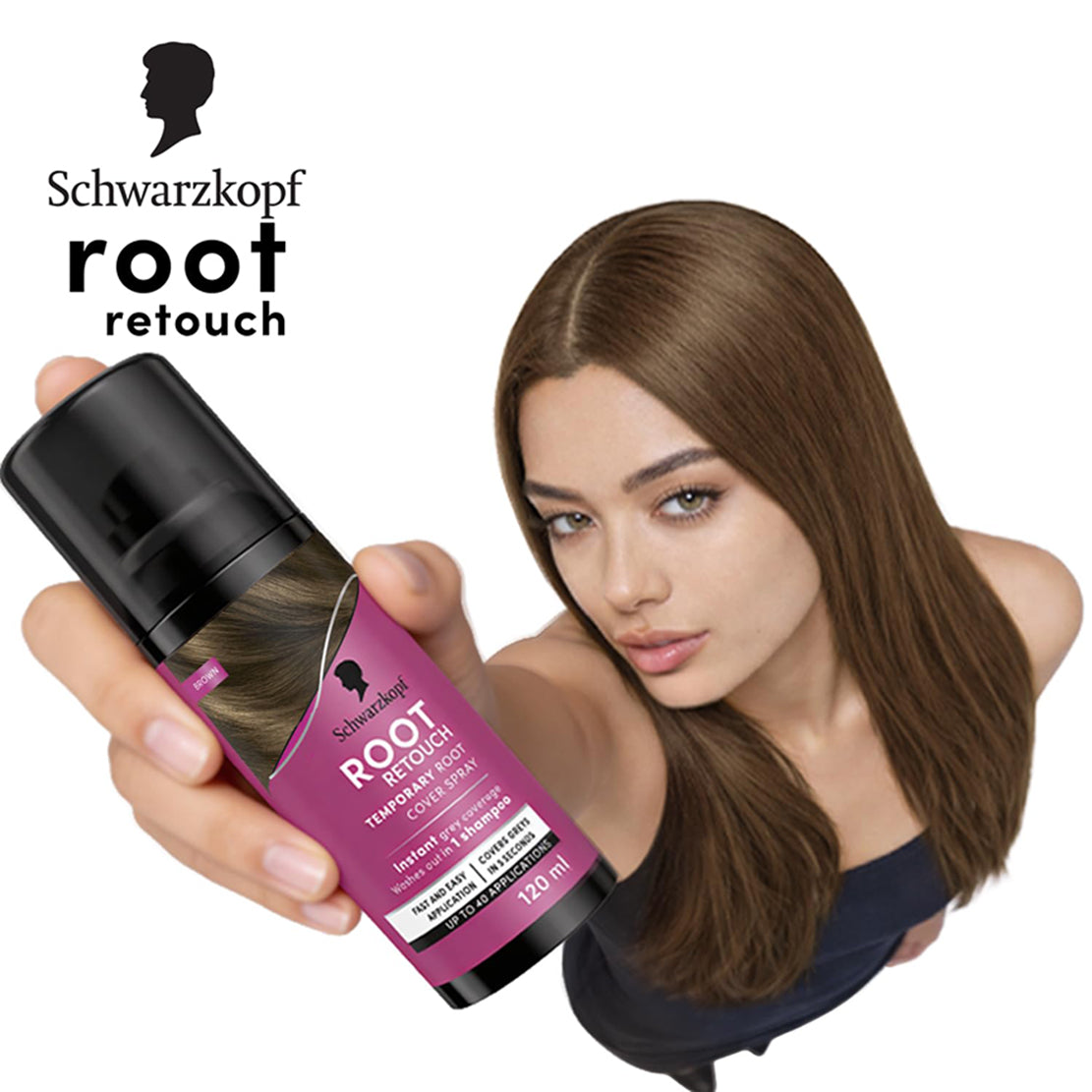 Schwarzkopf Root Retouch Temporary Root Cover Spray for Instant Grey Coverage 120ML