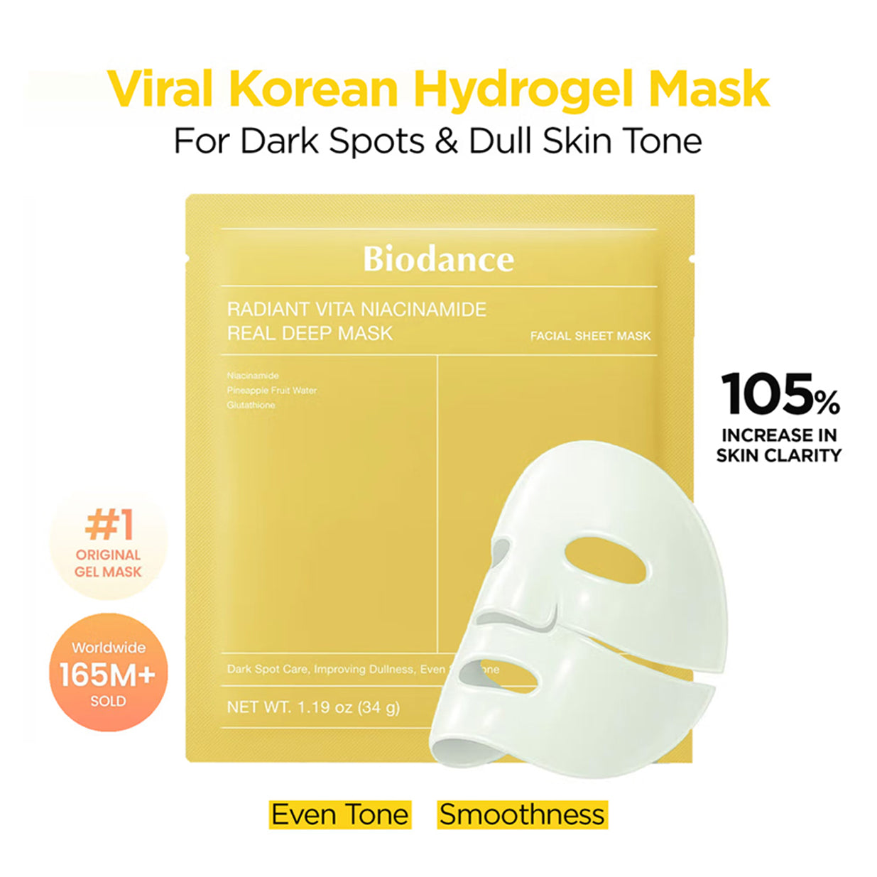 Biodance Radiant Vita Niacinamide Real Deep Mask 34g