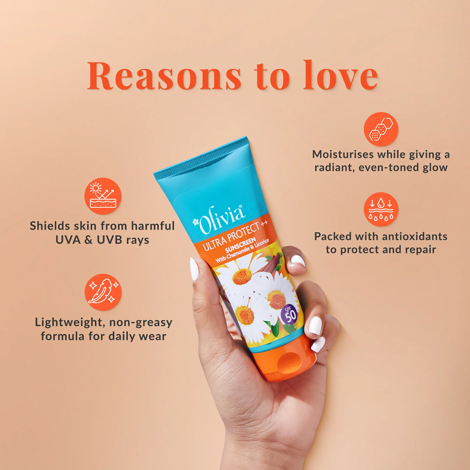 Olivia Ultra Protect ++ Sunscreen With Chamomile And Licorice Spf 50