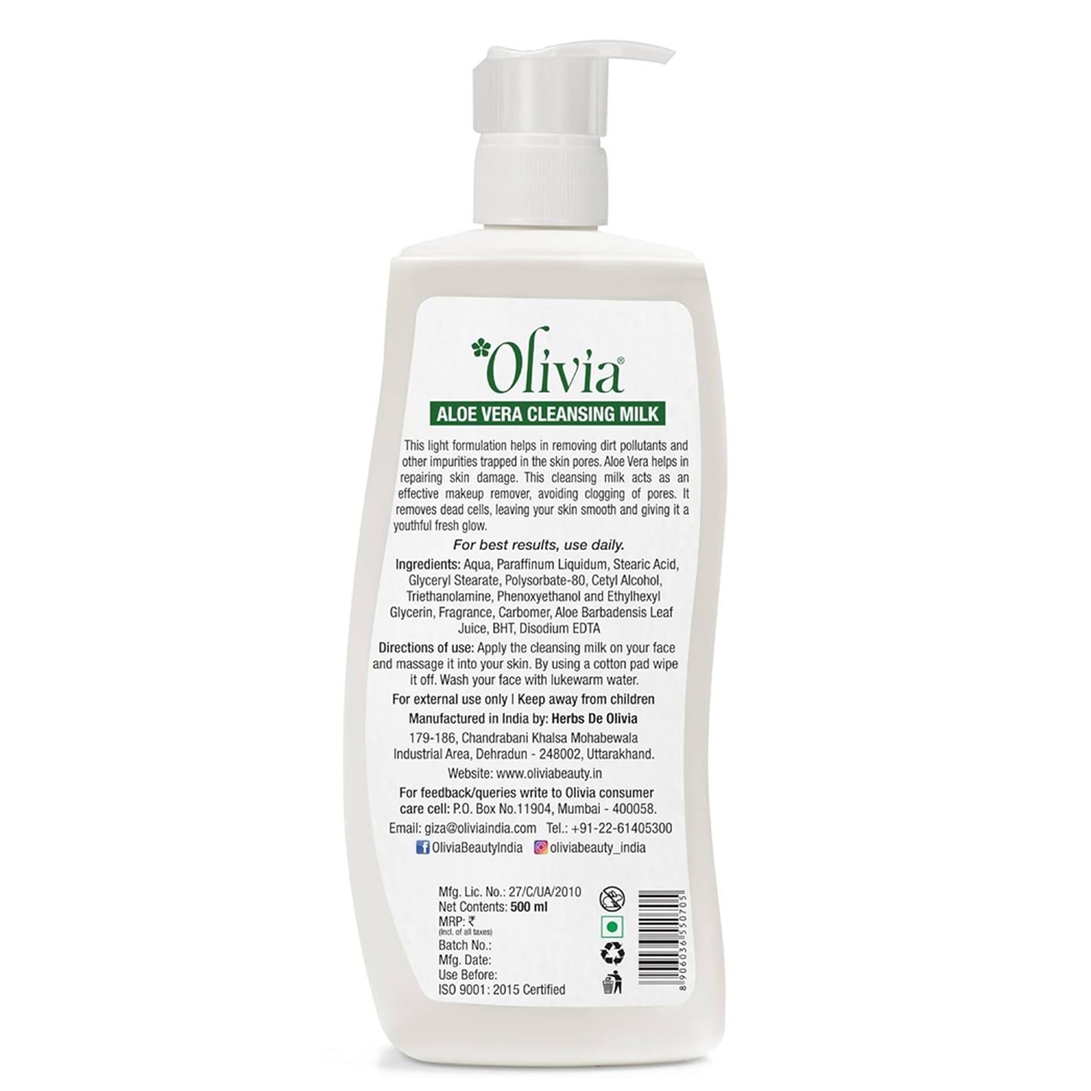 Olivia Aloevera Cleansing Milk 500Ml