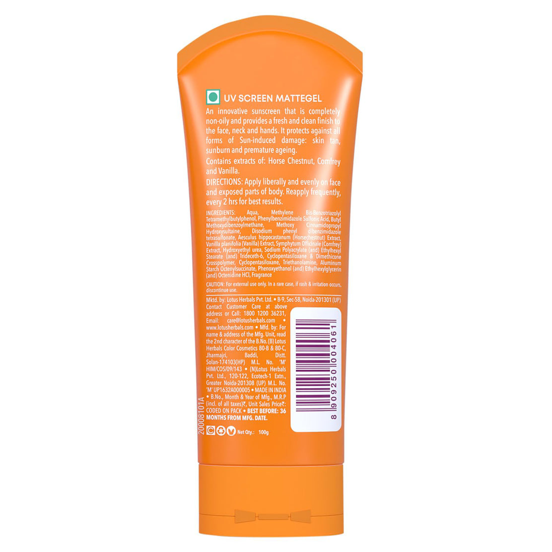 Lotus Safe Sun Uv Screen Mattegel Sunscreen Spf 50 Pa+++