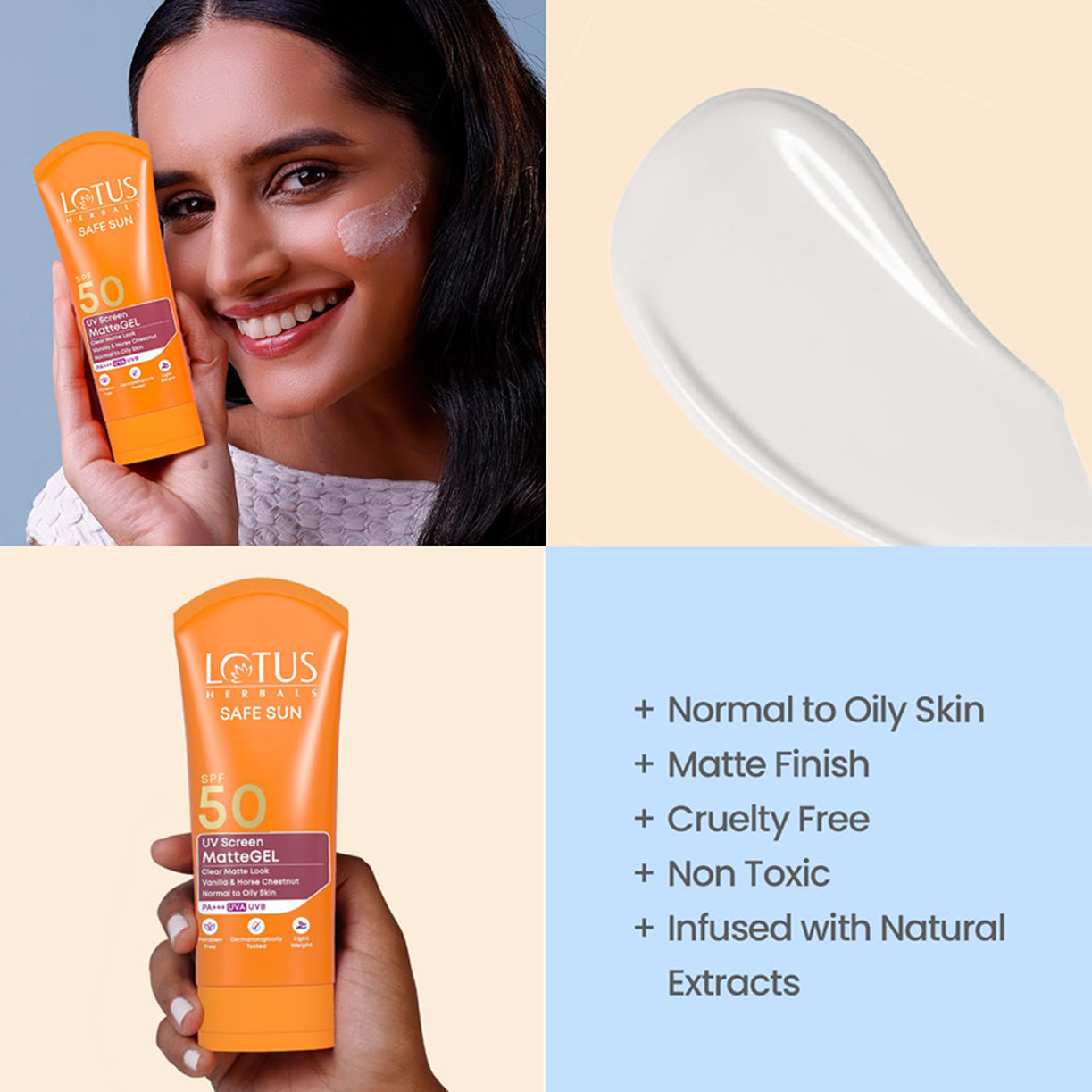 Lotus Safe Sun Uv Screen Mattegel Sunscreen Spf 50 Pa+++