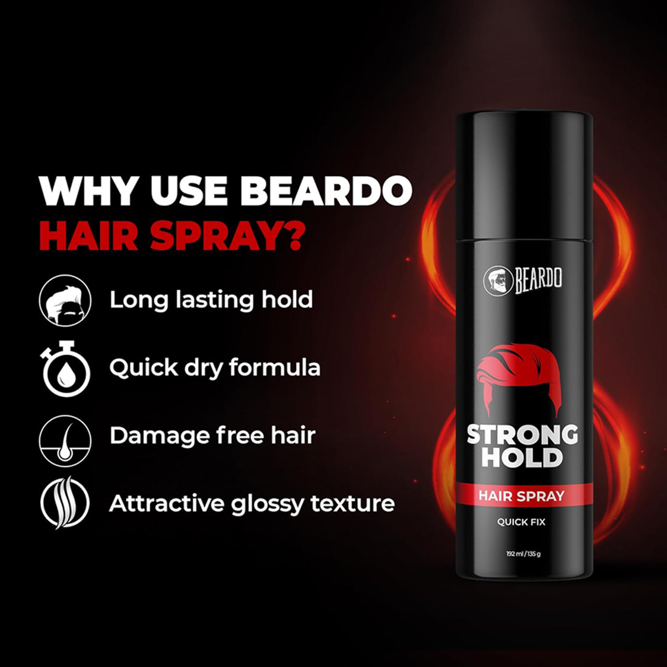 Beardo Strong Hold Hair Spray For Men 192Ml