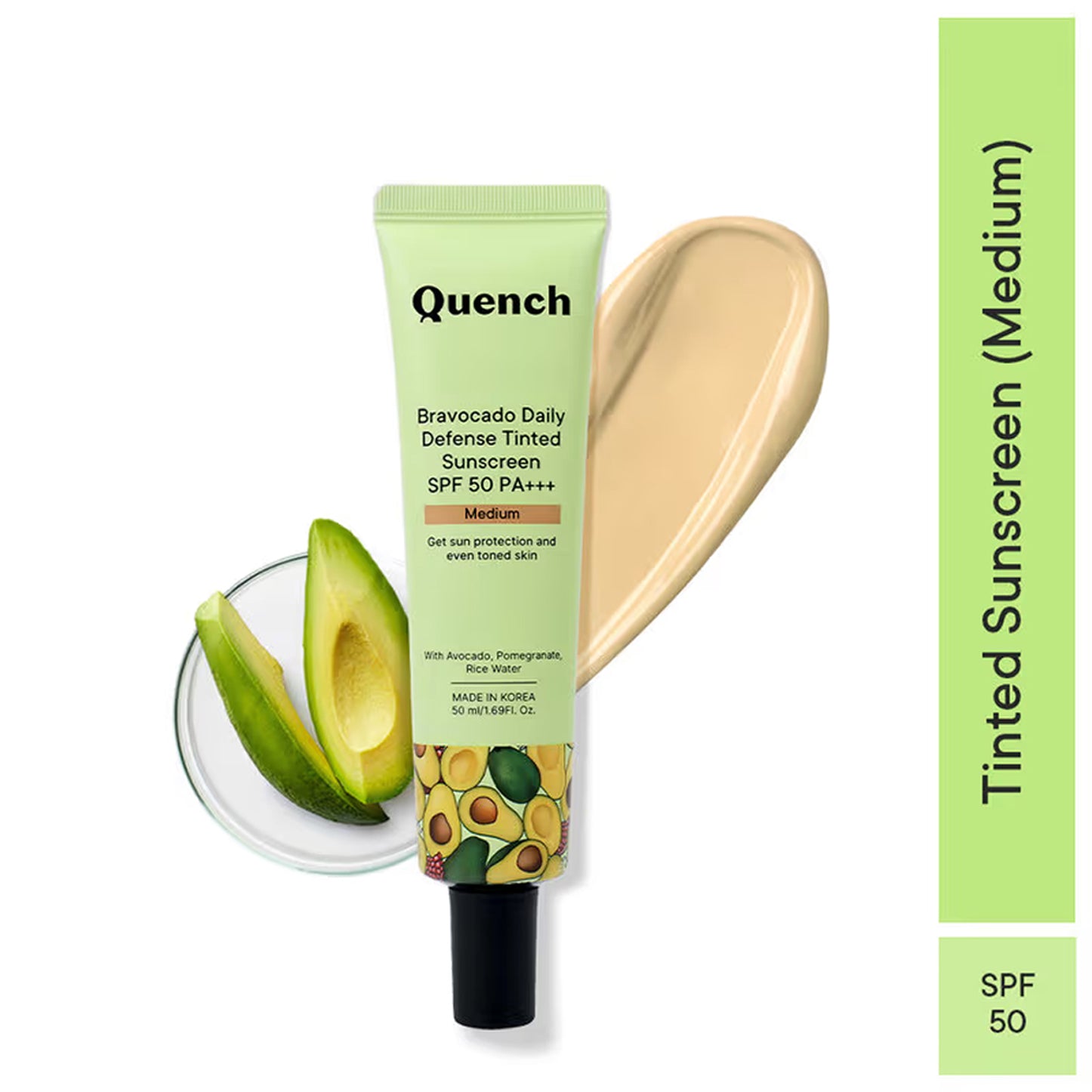 Quench Bravocado Daily Defense Tinted Sunscreen Spf 50 Pa+++ 50Ml