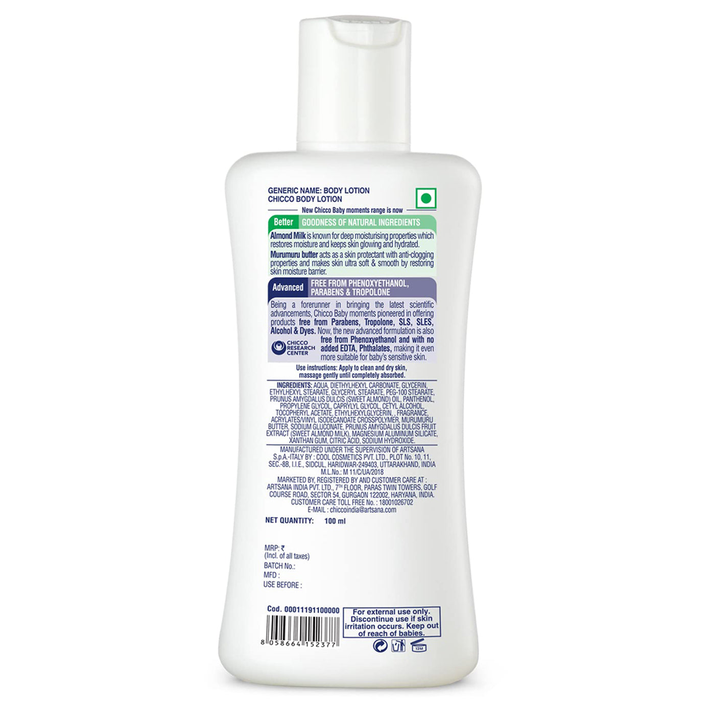 Chicco Baby Body Lotion Almond Milk & Murumuru Butter
