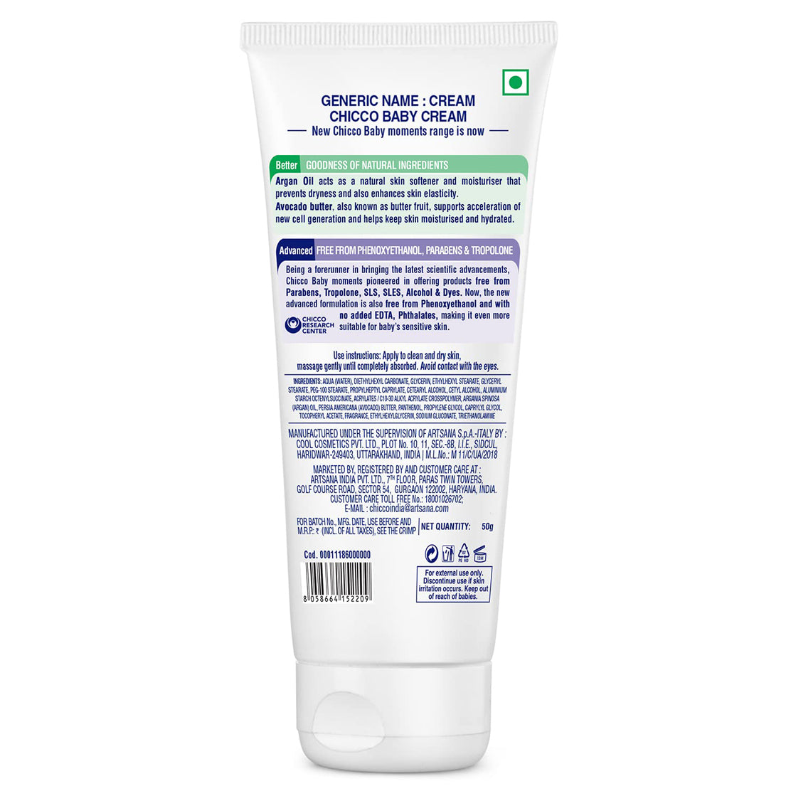 Chicco Baby Cream Argan Oil & Avocado Butter